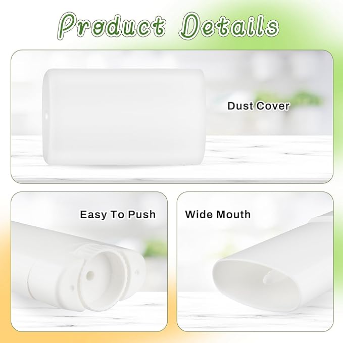 30 Pieces 15g/0.5oz White Oval Plastic Lip Balm Tubes,Empty Deodorant Bottles,Twist-Up Chap Stick Storage Containers for DIY Homemade Sunscreen Bar,Moisturizing Stick,Crayon-Velvo Beauty