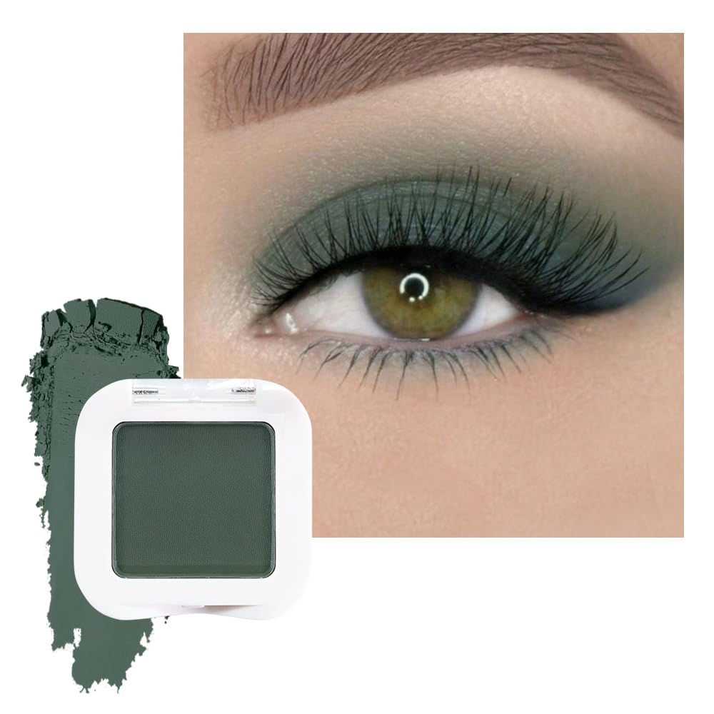 Matte Singe Eye Shadow Palette Makeup, Matte Forest Green Monochrome Eyeshadow For Old Women, Mini Singe Pressed Pigmented Waterproof Sombras Para Ojos, Vegan, Talc, Paraben&Cruelty Free, 16-Velvo Beauty