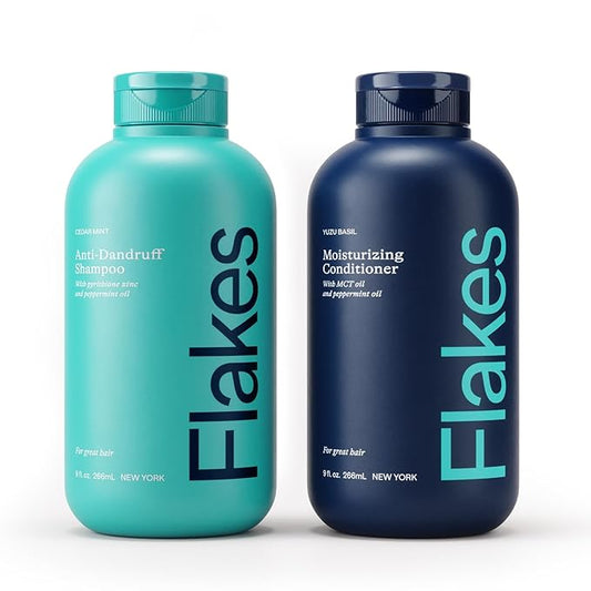 Flakes Anti Dandruff Shampoo and Conditioner Set | Dry, Flaky, & Itchy Scalp Shampoo | Sulfate & Paraben Free for Healthy Hair | Hydrating Shampoo & Moisturizing Conditioner for Scalp Care | 9 fl oz-Velvo Beauty