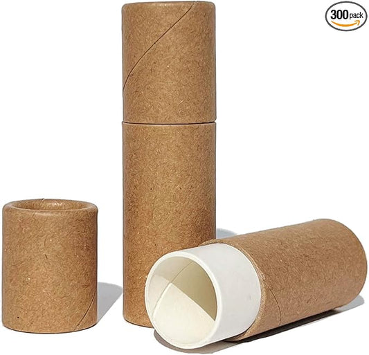 Push-Up Paperboard Lip Balm Tubes, Biodegradable Kraft Paper Lipstick Tube, Cardboard 0.5 Oz. (15 ml) Empty Container, Solid Perfume Tube, Sample Cosmetic Container, DIY Chapstick, Lipstick (300)-Velvo Beauty