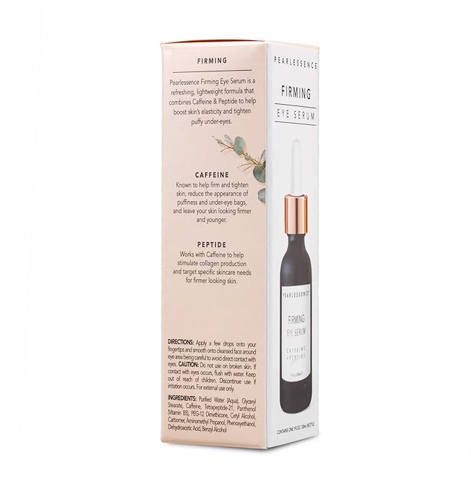 Pearlessence Firming Eye Serum with Caffeine + Peptide – Rejuvenates Puffy Eyes & Reduces Under Eye Bags | Made in USA & Cruelty Free (1oz)-Velvo Beauty