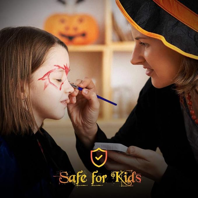 Halloween Makeup Kit, White Black Skeleton Face Paint, Clown Witch Makeup Palette, Vampire Zombie Makeup Kids Adult Special Effects: Fake Blood Scar Wax Tattoos Stencils Crayons Set-Velvo Beauty