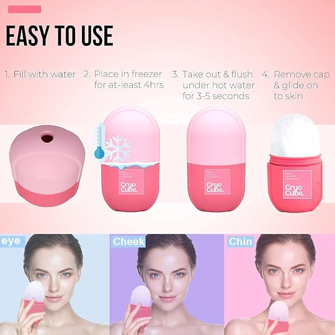 Ice Roller for Face, Eyes and Neck Naturally tone and tighten skin, de-puff eye bags, add a healthy glow Cryotherapy for face and neck which helps enhance skin elasticity (Pack of 1)-Velvo Beauty