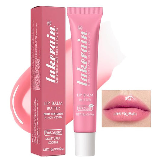 Erinde Lip Butter Balm, Moisture Hydration Lip Butter Gloss, Sheer Tinted Lip Mask and Lip Balm, Soothing Lip Treatment Care Makeup, Shine Lip Glow Oil for Dry, Chapped Lips, 06 Pink Sugar-Velvo Beauty