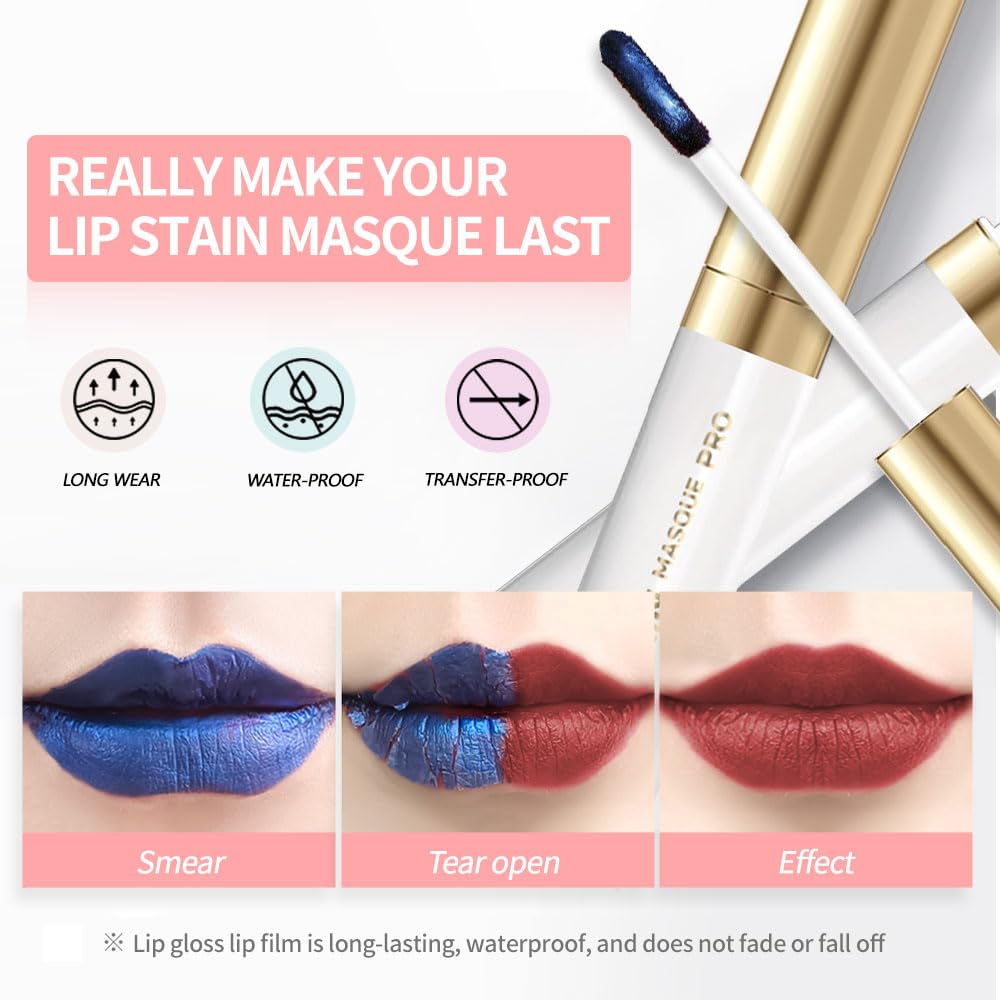 Lip Stain - Wipe-Off & Peel Off Lip Color | Waterproof, Long Lasting, Transfer-Resistant, Smudge-Proof Lip Tint | Easy Wipe Finish, High Pigment | All-Day Vibrant Kiss-Proof Lip Stain, warm pink tones-Velvo Beauty