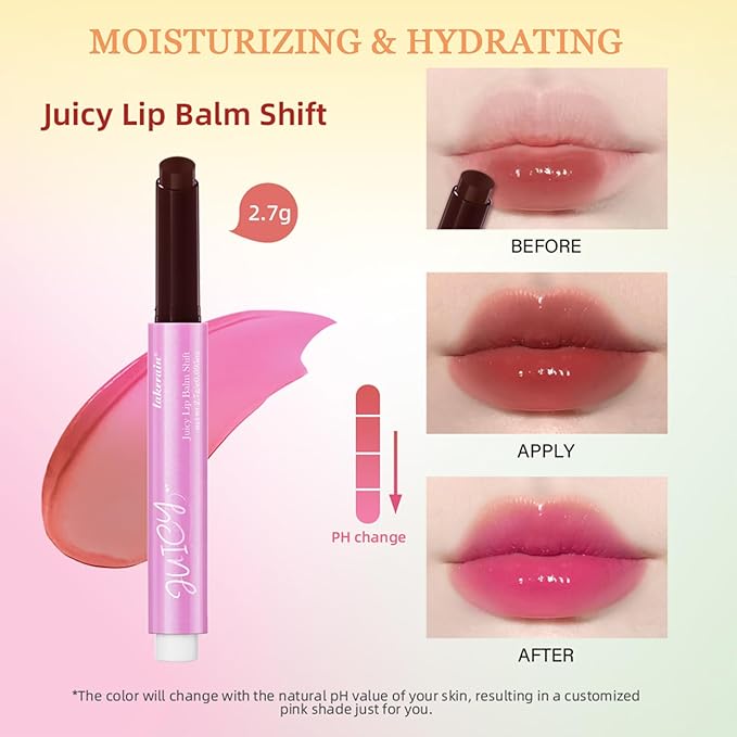 Plumping Melting Lip Gloss, Click Jelly Color Changing Lipstick Lasting Tint Hydrate & Nourish, High-Shine for Plumper Lips, Glossier Lip Balm Natural Glossy Lip Gloss Tinted Lip Balm(#6 Grape)-Velvo Beauty