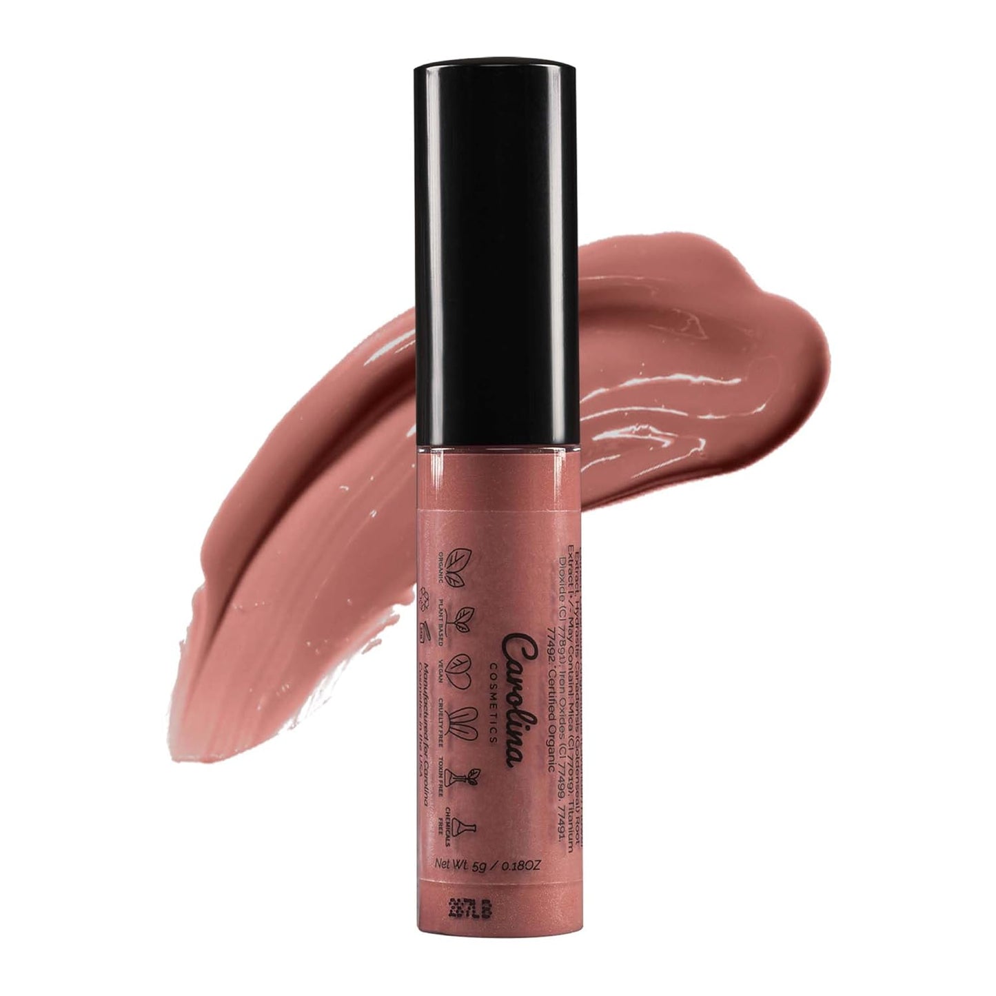Plant-Based Non-Sticky Lip Gloss (What A Babe) - Hydrating & Nourishing with Sunflower Seed Oil, Cacao & Grape Seed Oil - Gluten-Free, Vegan, Non-GMO, Paraben-Free - 5g/0.18oz-Velvo Beauty