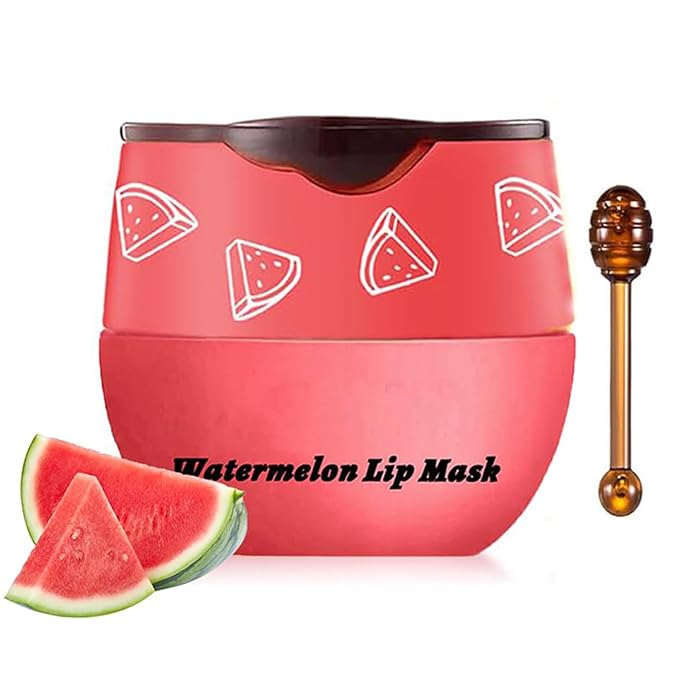 1PCS Lip Balm Honey Lip Balm, Honey Pot Lip Balm Sleeping Lip Mask with Brush, Hydrating & Prevention Dry and Cracked, Lip Scrubs Exfoliator & Moisturizer-Velvo Beauty