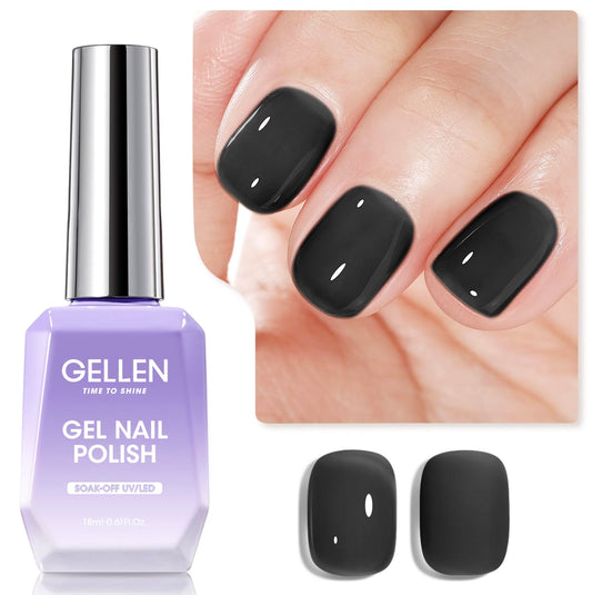 Gellen Black Gel Nail Polish 18ML 1Pc Sheer Classic Black Gel Polish Soak off UV Light Translucent Nail Polish Salon DIY Nail Art Manicure at Home Christmas Gifts, 0.61 Fl Oz-Velvo Beauty