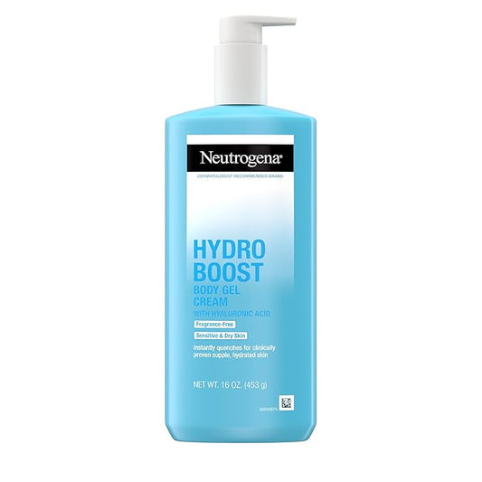 Neutrogena Hydro Boost Body Moisturizing Gel Cream with Hyaluronic Acid, Non-Greasy & Fast Absorbing, Lightweight Hydrating Body Lotion for Normal to Dry Skin, Fragrance-Free, 16 oz-Velvo Beauty