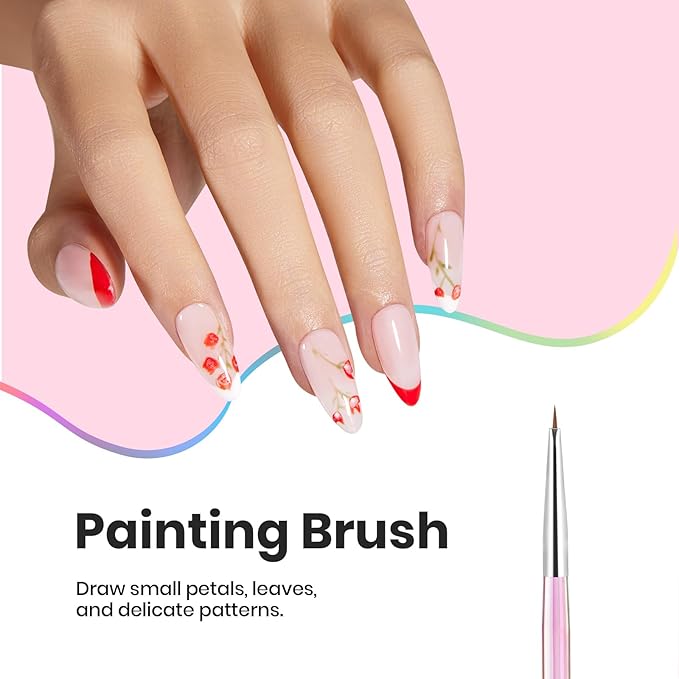 Beetles Nail Art Brushes Set for Gel Polish 3 Pcs Nail Art Design Pen and One White Painting Gel All-in-One Petal Brush Kit Flower DIY with Palette Dotting Manicure Tool Set-Velvo Beauty