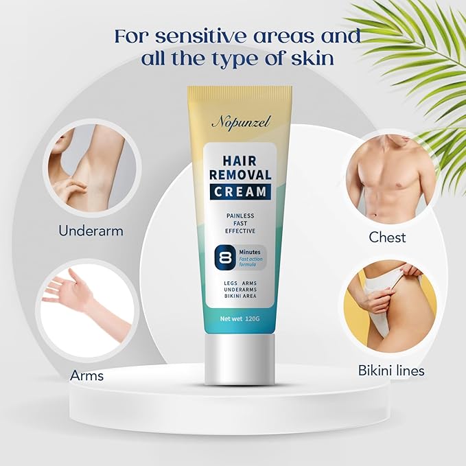 Hair Removal Cream for Women, Men - Bikini, Intimate Areas - Painless Depilatory for Body, Legs, Arms, Underarms, Private Areas - 120g-Velvo Beauty