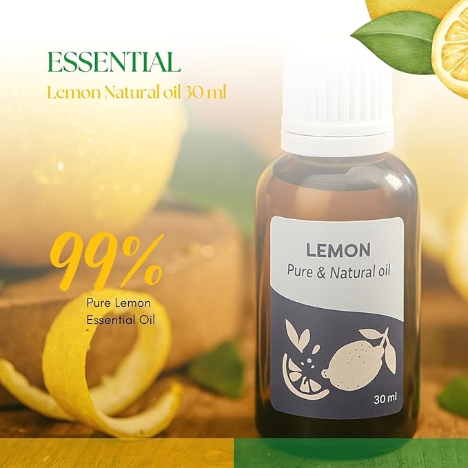 Roots & Above Pure Natural Lemon Essential Oil 1.01 oz/30ml Cold Pressed Oils for Skin, Hair, Massage, Diffusers & Candle Making-Velvo Beauty