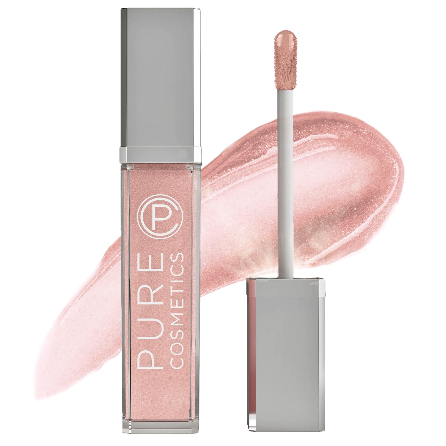 Pure Cosmetics Pure Illumination Lip Gloss - LED-lit Applicator w/Side Mirror - Non-Sticky, Moisturizing & Hydrating Lip Glosses - Soothes & Protects Dry Chapped Lips (Nude Beach)-Velvo Beauty