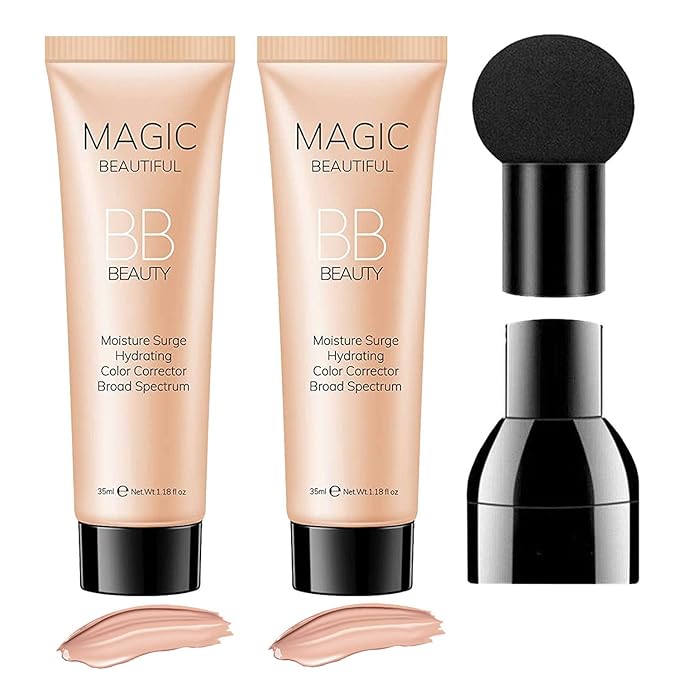 2 Pcs BB Cream Full Coverage Foundation,Hydrating Natural Flawless Concealer, Clean Nude Makeup Base,Color Correcting Oil-Free BB Cream(light skin tone)-Velvo Beauty