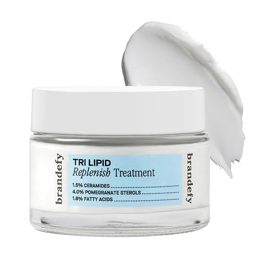 Brandefy Tri Lipid Replenish Treatment - 1.5% Ceramides, 4.0% Sterols, 1.8% Fatty Acids - Peptide Moisturizer, Hydrating Face Cream, Made in the USA (1.6 Oz)-Velvo Beauty