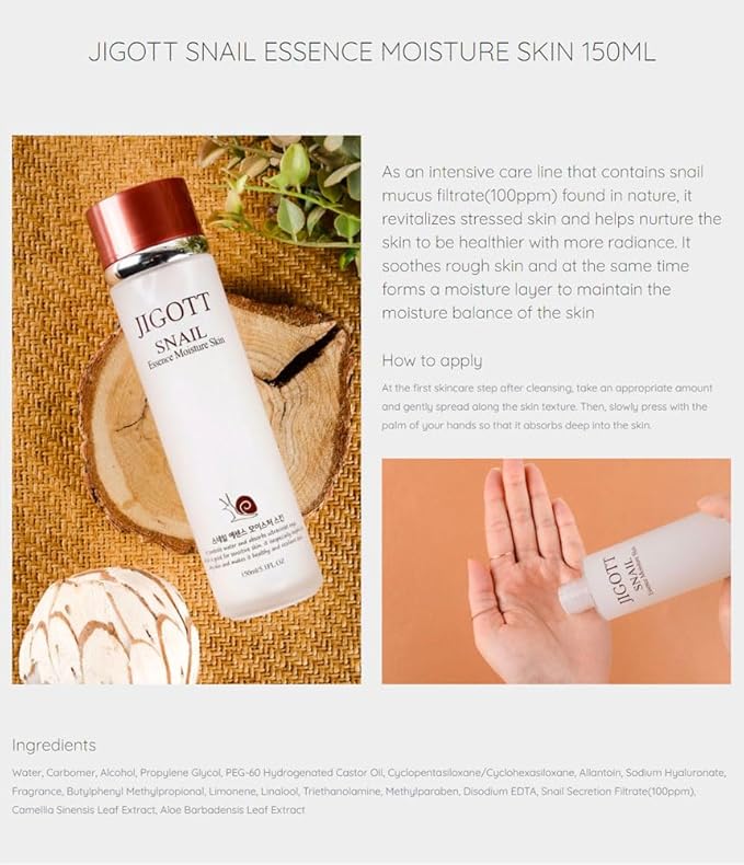 Snail Essence Moisture Skin Care 3Set, K Beauty Snail Cream, Moisturizer, Toner, Anti-Aging Hydration-Velvo Beauty