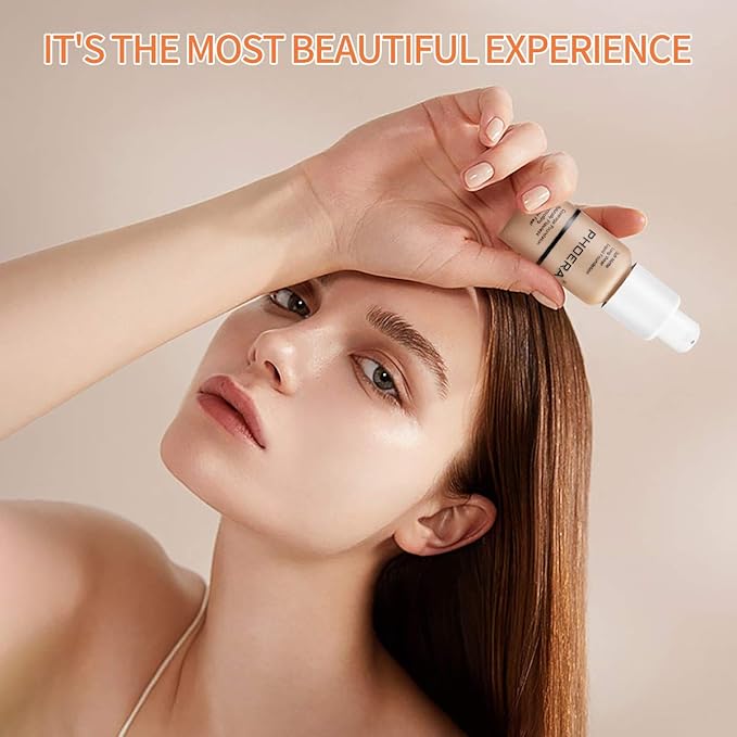 PHOERA Foundation Makeup Naturally Liquid Foundation Full Coverage Mattle Oil-Control Concealer 8 Colors Optional,Great Choice For Gift (2pcs,#101 Porcelain))-Velvo Beauty