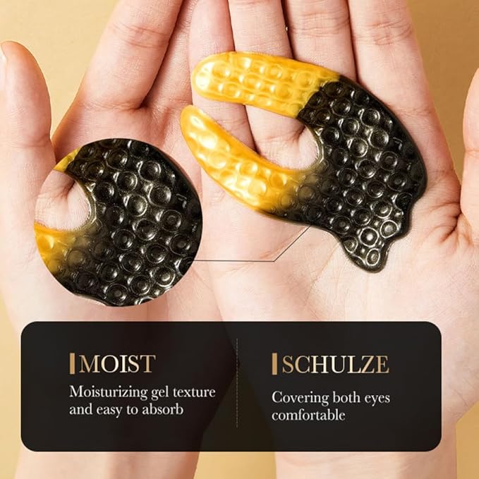 24K Gold Under Eye Patches (5 Pairs) - Black Truffle Under Eye Mask with Newly Upgraded 3D Wrap-around Design, Specifically for Canthus Wrinkles and Dryness Around the Eyes (Gold)-Velvo Beauty