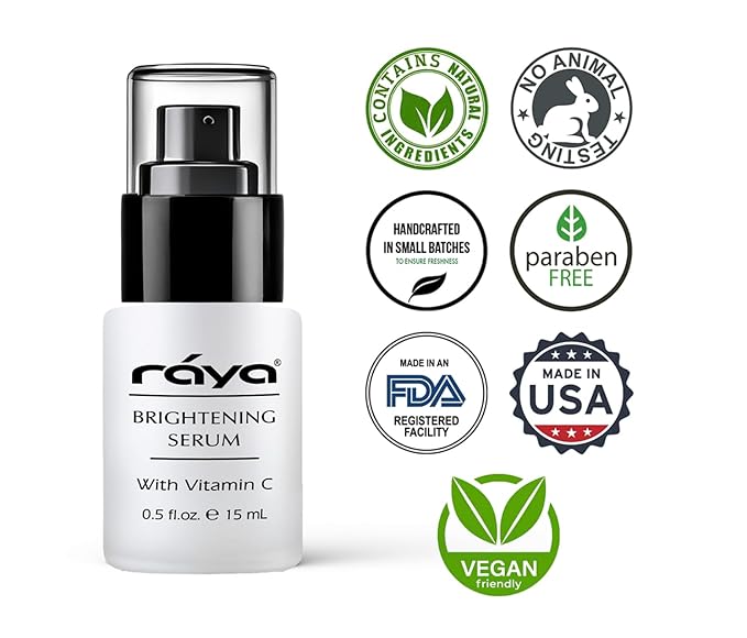 RAYA Brightening Serum (517) | Brightening and Color Restoring Facial Treatment for All Non-Sensitive Skin | Made with Vitamin-C and Vitamin-A-Velvo Beauty