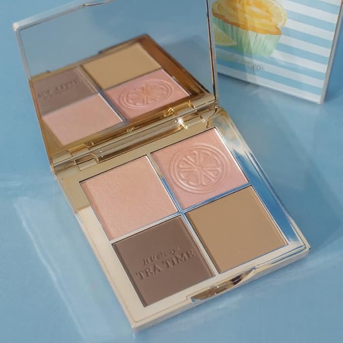 FreshO2 x Pony | Lemon tart multi-use Palette | 2 shades of highlight and 2 shades of contour｜ Delicate pearl like shimmer, super smooth | Made In Taiwan | Vegan Cruelty Free-Velvo Beauty