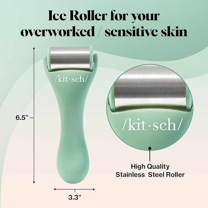 Kitsch Ice Roller for Face – Stainless Steel Face Ice Roller to Reduce Puffiness, Redness & Headaches – Cooling Facial Roller for Skin Care, Irritation Relief & Spa-Like Experience at Home - Mint-Velvo Beauty