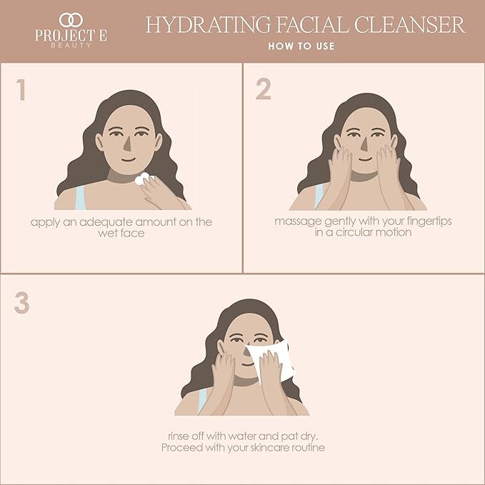Project E Beauty Hydrating Facial Cleanser Gentle Cleansing | Removes Dirt, Oil & Makeup | Moisturizes & Hydrates | Brightens Complexion | Non-Foaming Formula | For All Skin Types | 125g-Velvo Beauty