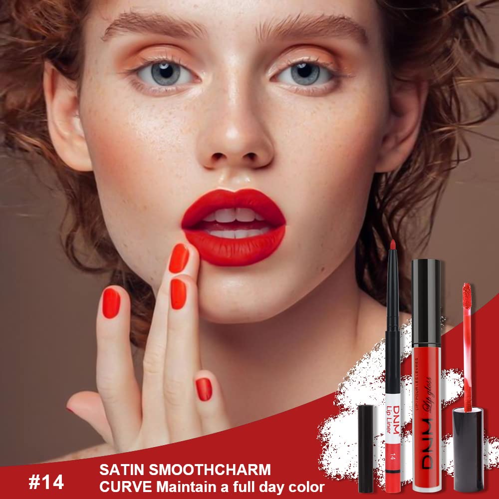 evpct 2Pcs Ruby Red Matte Lip Liner and Lipstick Combo Red Lip Gloss Stains Pencil Makeup Set Women Waterproof Long Lasting 24 Hours Lipstick and Lip Liner Set labiales mate 24 horas originales 14-Velvo Beauty