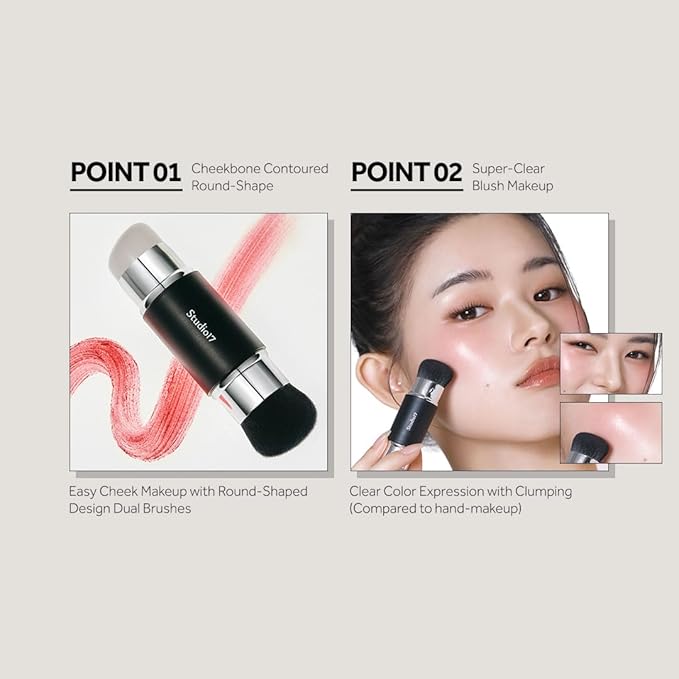 Dual Ended Silicone Tip Blush Brush | Korean Olive Young Makeup Tool for Contouring & Blush Application | Skin-Friendly Non-Irritating Professional Face Makeup Brush-Velvo Beauty
