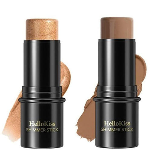 MIELIKKI 2Pcs Cream Contour Stick Makeup, Highlighter Stick and Bronzer Stick for Face Sculpting, Easy to Apply & Blend, Long Lasting, Waterproof, Matte Finish,0510-Velvo Beauty