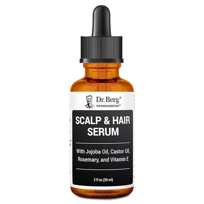 Dr. Berg Scalp & Hair Serum (Improved Formula) with Vitamin D3 & E - Clinically Tested, Paraben- and Sulfate-Free Hair Oil for Women & Men - Includes Rosemary Oil, Castor Oil & Jojoba Oil - 2 Fl oz-Velvo Beauty