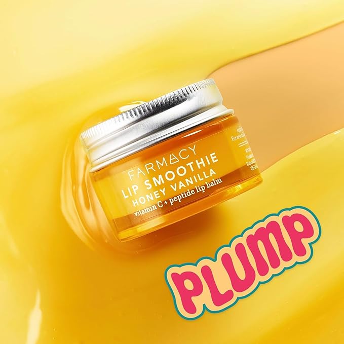 Farmacy Peptide Lip Balm - Lip Smoothie Hydrating Lip Balm with Vitamin C to Visibly Plump + Smooth Lip Lines - Nourishing Lip Treatment with a High-Gloss Finish - Honey Vanilla (10g)-Velvo Beauty