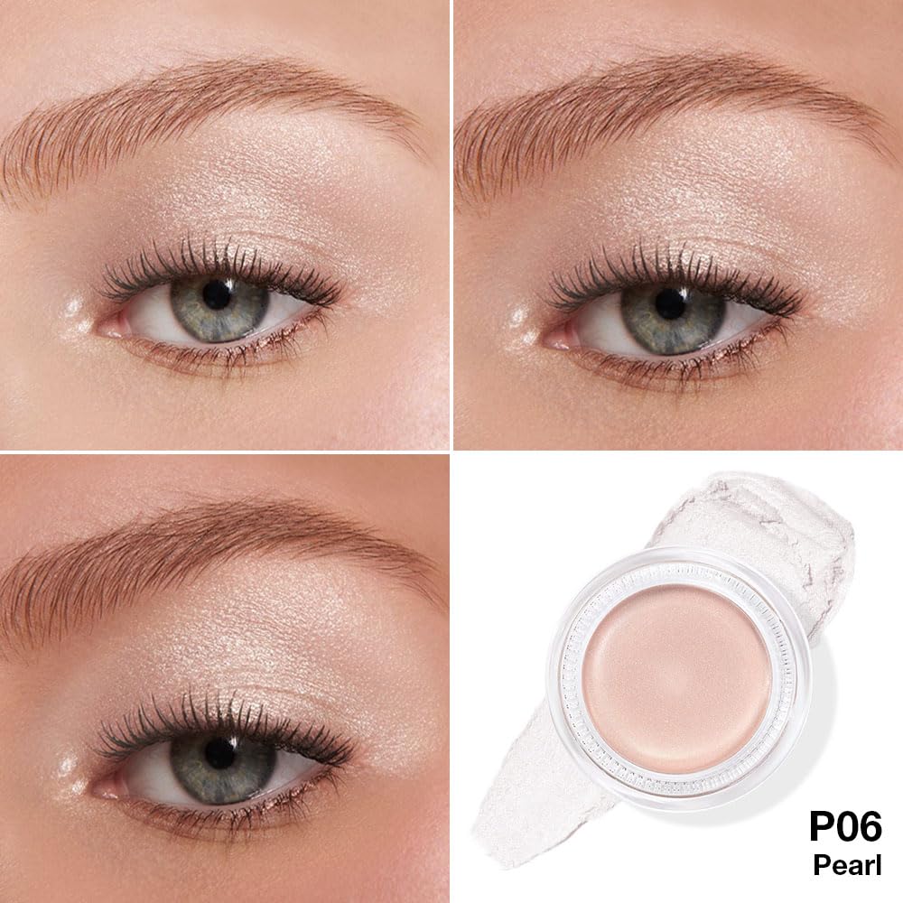 Kaely Single Cream Eyeshadow Pot, Pearl Translucent Eye Shadow for Older Women High Pigmented Waterproof, Natural Eyeshadow Palette Makeup Brightener, sombras en crema para ojos, Blendable, P06-Velvo Beauty