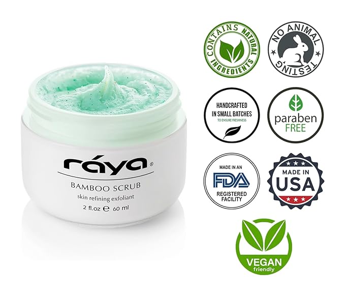 RAYA Bamboo Facial Scrub (R-125) | Herbal Exfoliating and Refining Treatment for Dry Skin | Helps Reduce Fine Lines and Wrinkles | Made with Bamboo and Jojoba Beads-Velvo Beauty