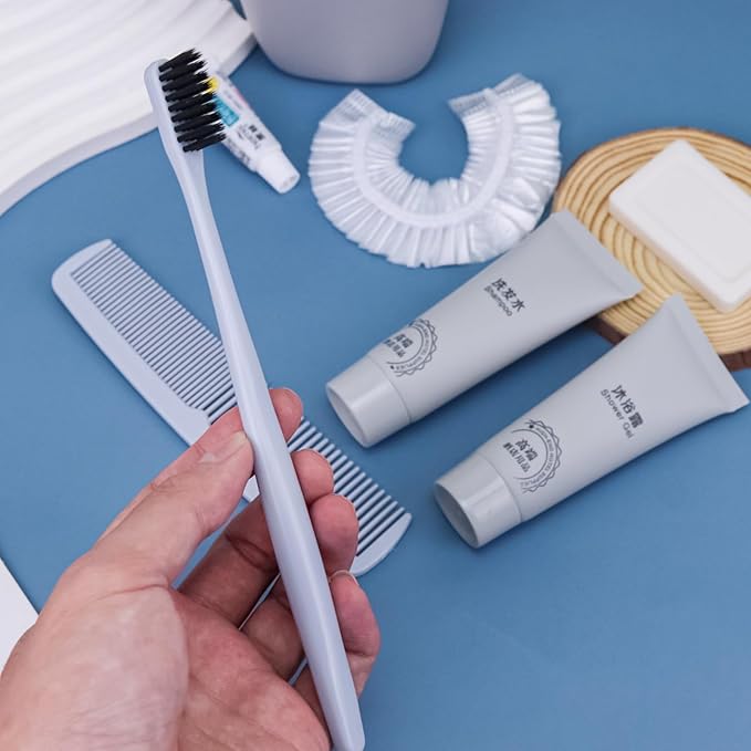 Hygiene Kit, Hygiene Kit Bulk, Travel Hygiene Kit With Toothbrush, Toothpaste, Comb, Shampoo, Shower Gel, Shower Cap And Soap, Individually Packed, Suitable For Hotel, Home, Travel (12 sets)-Velvo Beauty