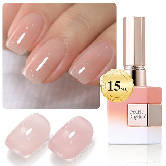 Double Rhythm Translucent Gel Polish Sheer Neutral Natural Light Milky Same Color Same Bottle 15ML Jelly Polish Art DIY at Home (Milky Pink -A1374)-Velvo Beauty