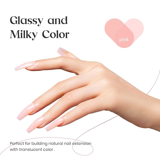 Beetles Builder Gel 15ML, 7 in 1 Builder Strengthener Gel Translucent Pink Nude Gel Nail Extension Brush in Bottle UV Gel Nail Polish, No Slip Solution Need Base Gel Needed-Velvo Beauty