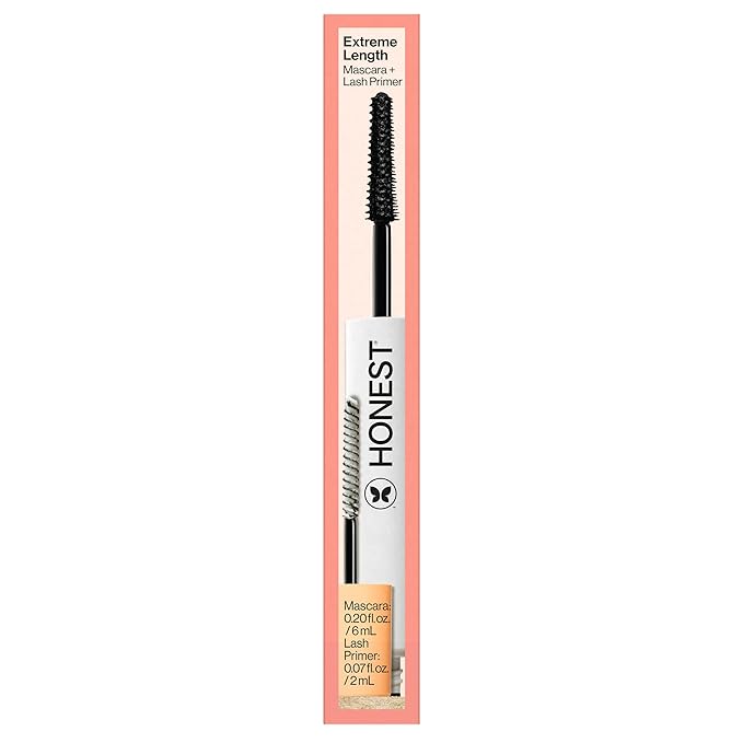 Honest Beauty 2-in-1 Extreme Length Clean Mascara + Lash Primer | Lengthening + Volumizing | EWG Verified + Cruelty Free | Black, .27 fl oz-Velvo Beauty