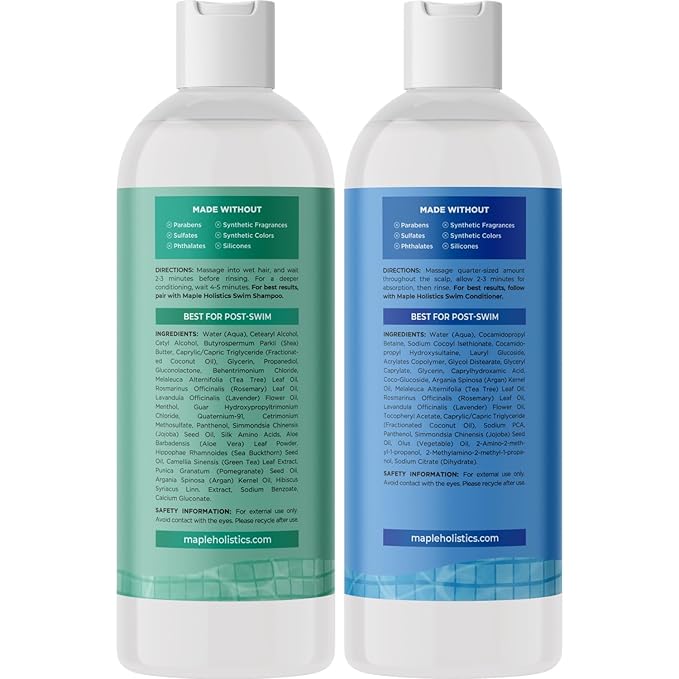 After Swim Shampoo and Conditioner Set - Chlorine Shampoo and Conditioner for Swimmers with Tea Tree and Rosemary Oil - Clarifying Shampoo for Hard Water Chlorine and Saltwater with Replenishing Oils-Velvo Beauty