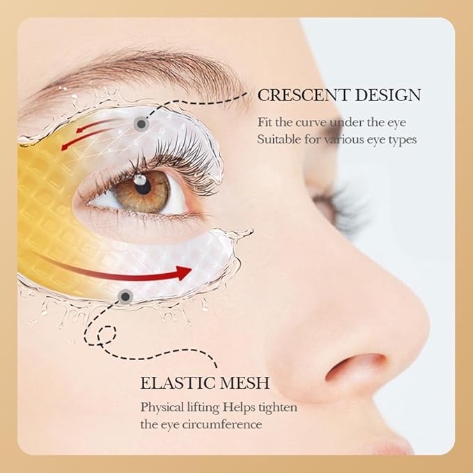 3D Crescent Design Under Eye Patches (5 Pairs) - Crystal Under Eye Mask with Eye Cream, Specifically for Canthus Wrinkles and Dryness Around the Eyes (Crystal)-Velvo Beauty