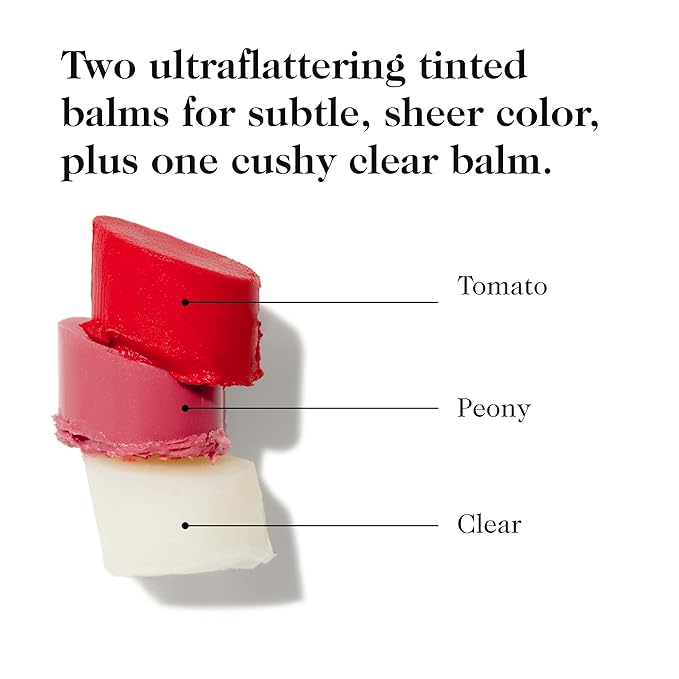 goop Beauty Lip Balm Trio | Clean Moisturizer for Chapped, Cracked & Dry Lips | Clear, Peony, & Tomato | Tinted for Sheer Color | Petroleum Free | 0.16 fl oz Each-Velvo Beauty