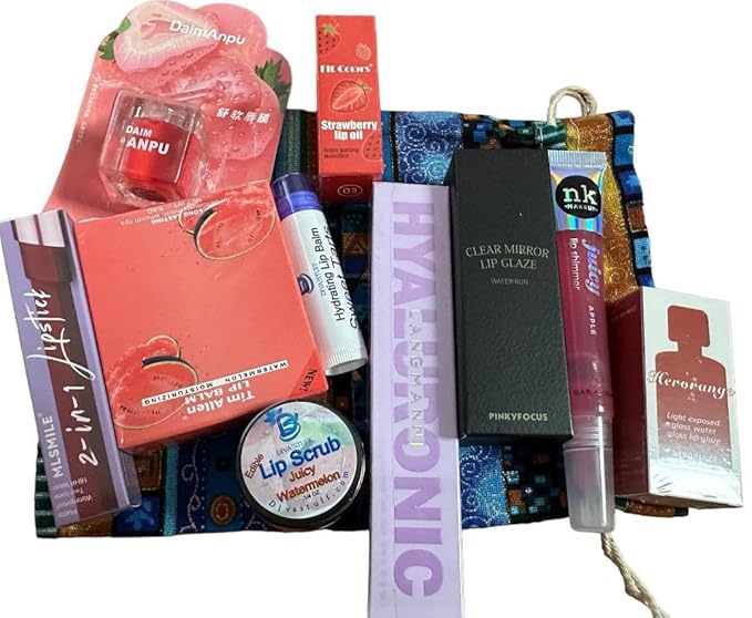 Lip Prodiuct Gift Sack With An Unique Assortment of Lip Products, 10 Total and Maybe Some Extras, By Diva Stuff-Velvo Beauty