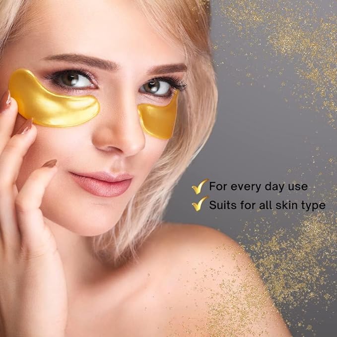 24K Gold Under Eye Patches, Eye Mask,Eye Patches for Puffy Eyes and Dark Circles, Eye Masks Skincare (32 pairs pack of 2 boxes)-Velvo Beauty
