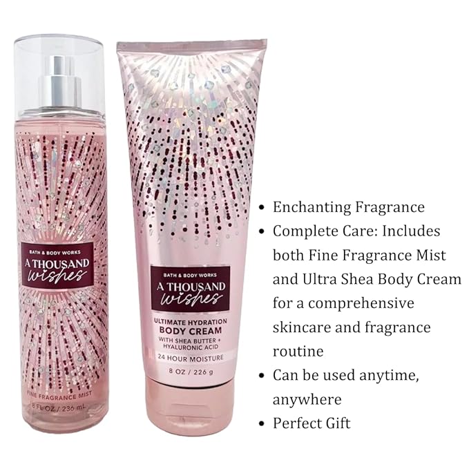 Bath & Body Works - Signature Collection - A Thousand Wishes- Gift Set- Fine Fragrance Mist & Ultra Shea Body Cream by Bath & Body Works-Velvo Beauty