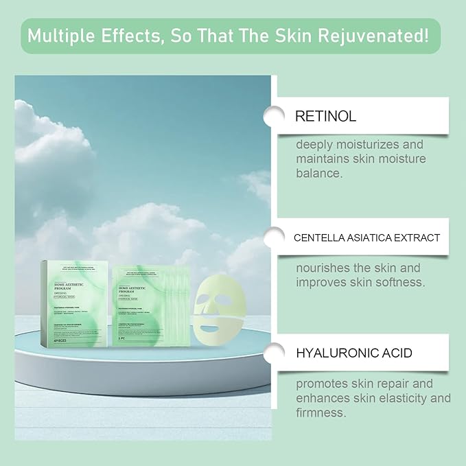 YIKESHU Retinol Collagen Face Mask – Korean Tightening Hydrogel Overnight Mask, Deep Moisturizing & Elasticity Boost, Long-Lasting Hydration & Brightening Skin (Retinol Collagen Face Mask)-Velvo Beauty