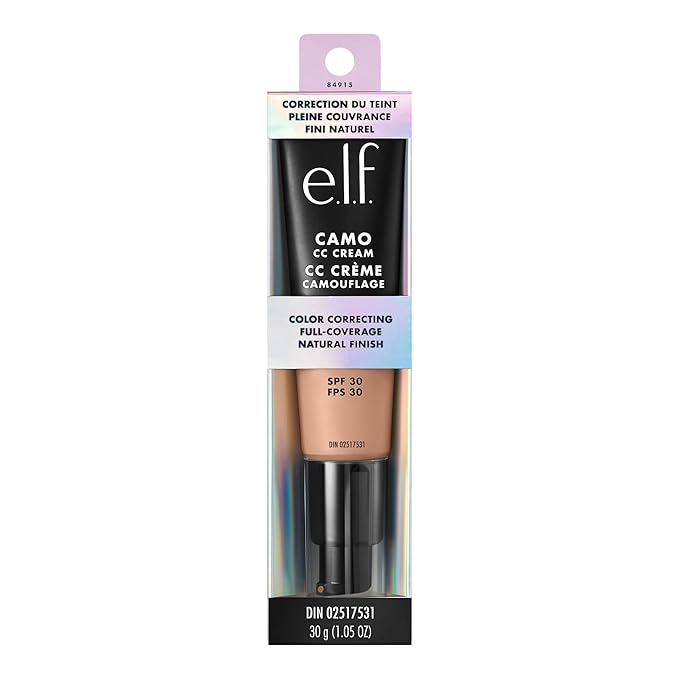 e.l.f. Camo CC Cream, Color Correcting Medium-To-Full Coverage Foundation with SPF 30, Light 280 N, 1.05 Oz (30g)-Velvo Beauty