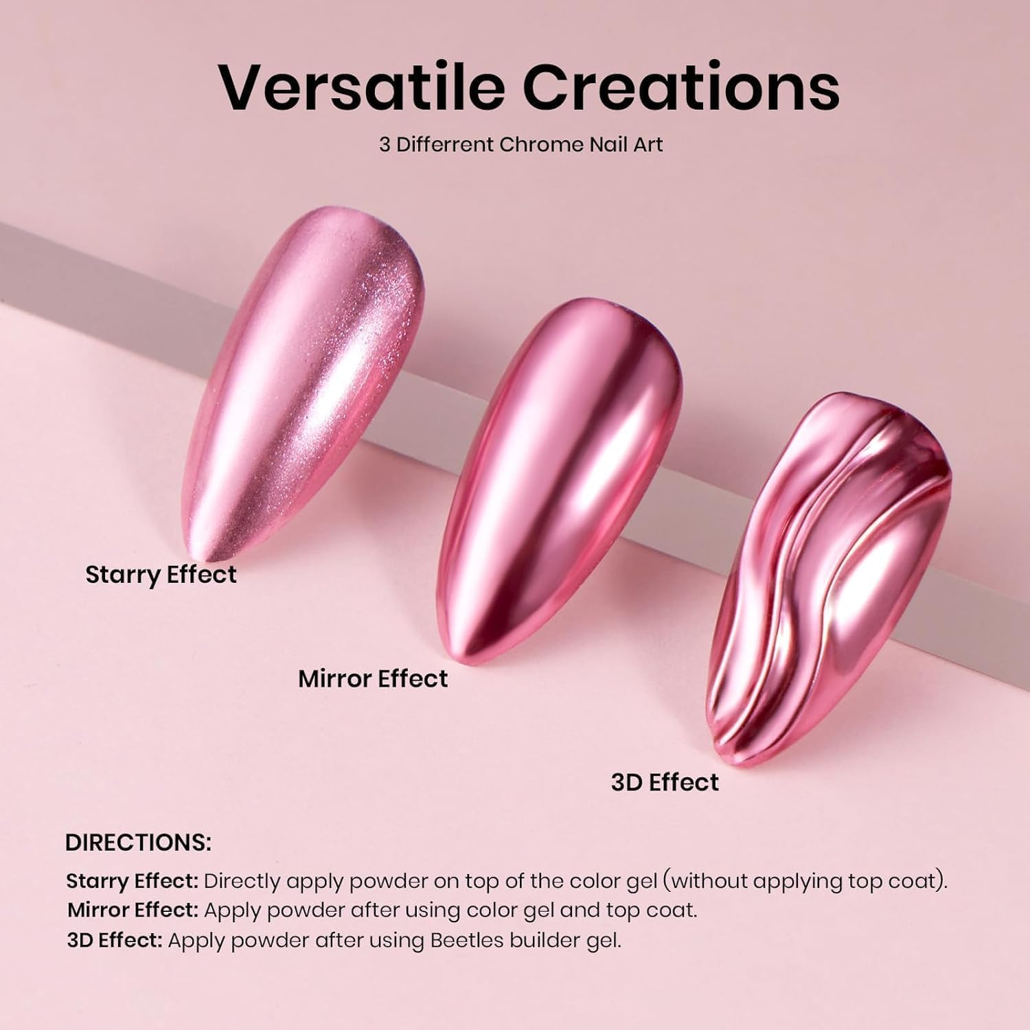 Beetles Chrome Nail Powder 8 Colors Mirror Effect Aurora Iridescent Pearlescent Holographic Manicure Nail Art Decoration Glitter, 1g or 0.5g/Jar for Women-Velvo Beauty