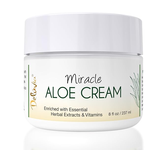 Deluvia Miracle Aloe Cream | Face & Body Moisturizer with Vitamin E & Organic Aloe Vera | Hydrating, Soothing for Dry Skin, Anti-Wrinkle, Acne Scars, Rosacea, Psoriasis, Eczema - 8 oz-Velvo Beauty