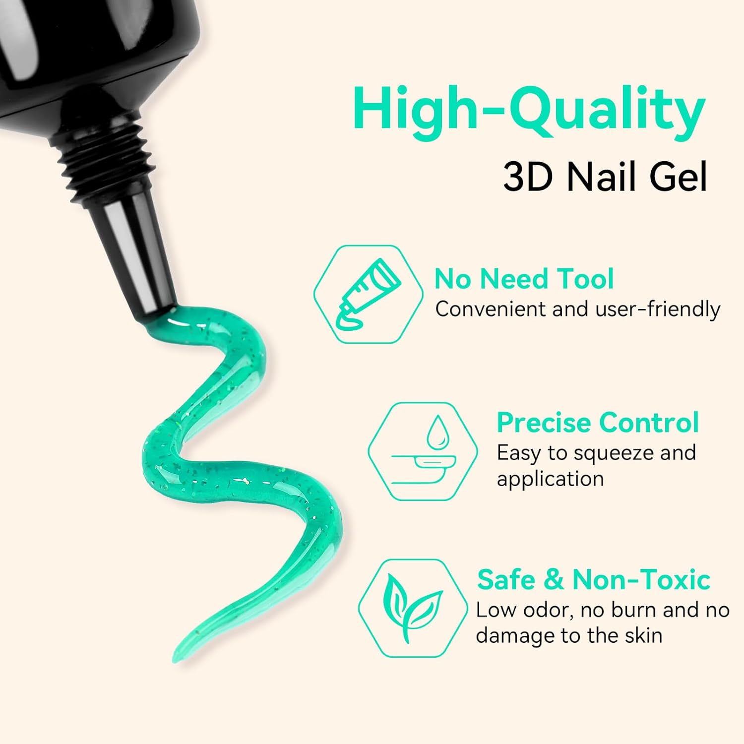 Makartt 3D Gel Nail Art- 3D Nail Gel Sculpting Gel for Nail Designs 15ml 3 in 1 No Wipe Polish for Drawing Carving Nails Molding Gels for Nail Decoration Charms- Tinsel Green-Velvo Beauty
