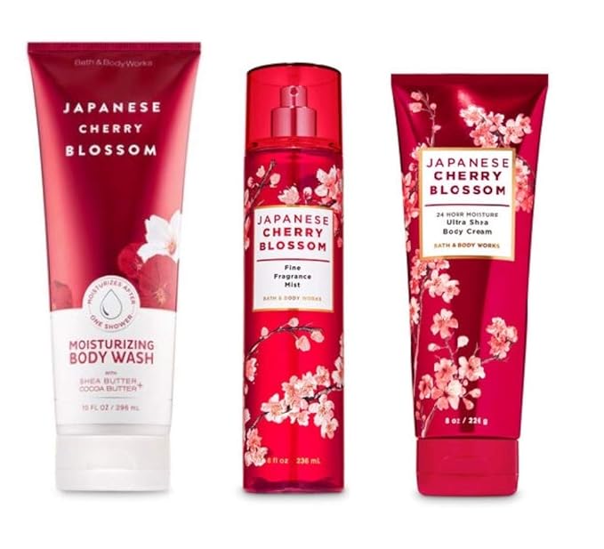 Bath and Body Works - Japanese Cherry Blossom - Moisturizing Body Wash, Fine Fragrance Mist and Ultra Shea Body Cream - 3 pc - Gift Set (2020))-Velvo Beauty